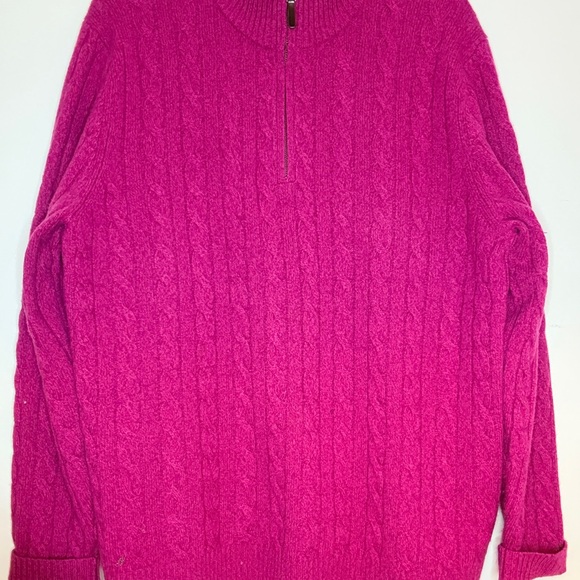 Brooks Brothers Italian Yarn Pink Cable Knit Half-Zip Sweater Size XL - Picture 4 of 4